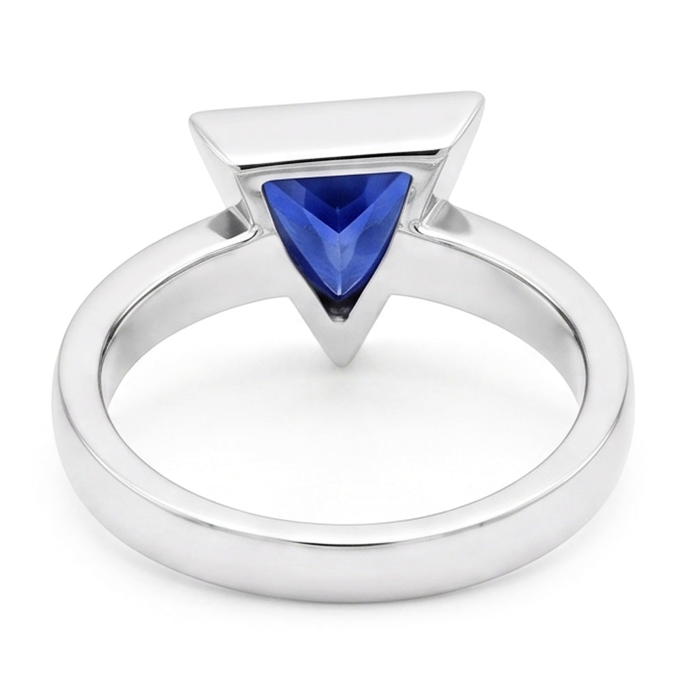 Baguette Natural Earth Mined Diamond Ring Trillion Bezel Set Blue Sapphire 1.75 Carats
