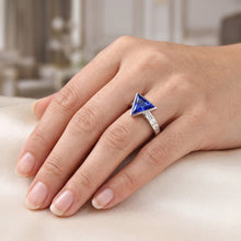 Baguette Natural Earth Mined Diamond Ring Trillion Bezel Set Blue Sapphire 1.75 Carats