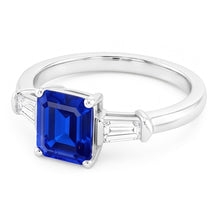 Baguette Natural Earth Mined Diamond Three Stone Emerald Shaped Ring 1.25 Carats