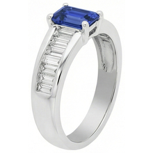 Baguette Natural Earth Mined Diamond Wedding Ring 2 Carats Emerald Blue Sapphire Gemstone