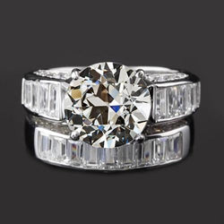 Baguette Old Miner Natural Diamond Wedding Ring Set 4.25 Carats Channel Set