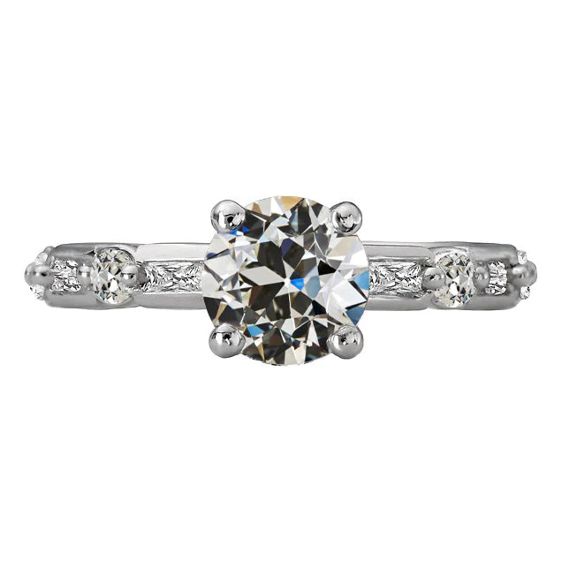 Baguette & Round Old Mine Cut Natural Diamond Ring 5.50 Carats