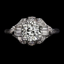 Baguette & Round Old Miner Genuine Diamond Ring Vintage Style 4 Carats