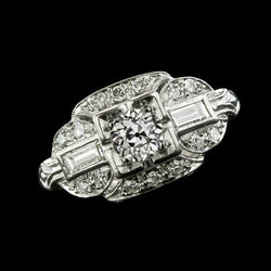 Baguette & Round Old Miner Natural Diamond Ring Milgrain Shank 3.25 Carats