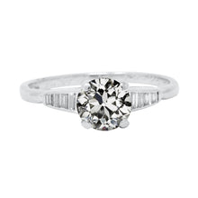 Baguette & Round Old Miner Natural Diamond Ring Prong Set 3 Carats White Gold