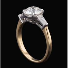 Baguette & Round Old Cut Natural Earth Mined Diamond 3 Stone Ring 6 Prong Set 2.50 Carats