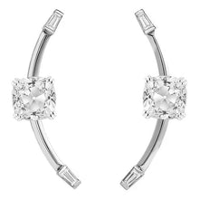 Baguette Natural Diamond & Cushion Old Miner Drop Earrings White Gold 5 Carats