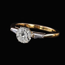 Baguette & Round Old Cut Natural Earth Mined Diamond 3 Stone Ring 6 Prong Set 2.50 Carats