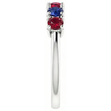 Band Ruby Sapphire Ring 0.80 Carats Prong Setting White Gold 14K