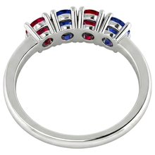 Band Ruby Sapphire Ring 0.80 Carats Prong Setting White Gold 14K