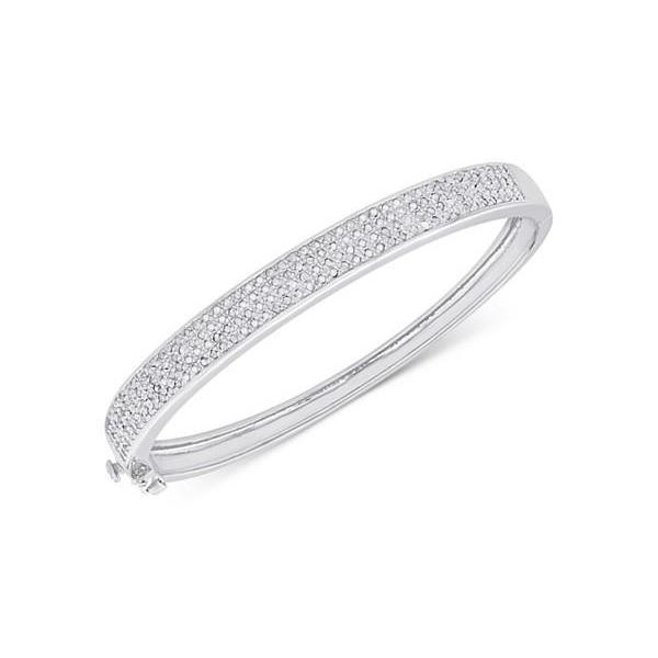 Bangle 4 Carats Round Cut Real Diamonds White Gold 14K