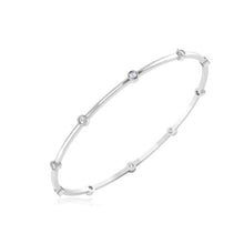 Bangle Round Brilliant Cut 2 Carats Genuine Diamonds White Gold 14K