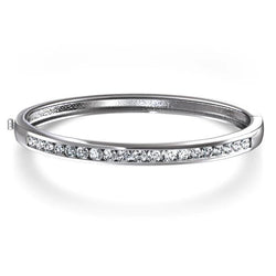 Bangle Sparkling Natural Round Diamonds White Gold 3 Ct