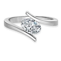 Bar Set Oval Cut 2.25 Ct Solitaire Real Diamond Wedding Ring