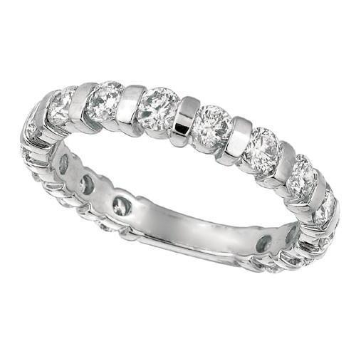 Bar Setting 3.50 Carats Round Real Diamond Anniversary Band Jewelry