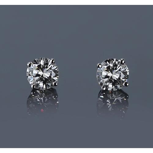 Basket Setting 1.20 Carats Real Round Diamond Stud Earring White Gold 14K