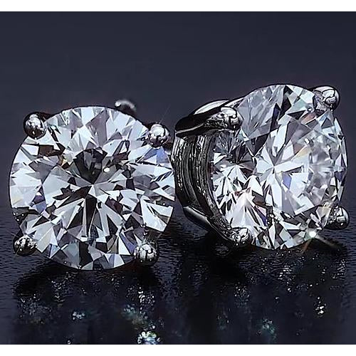 Basket Style Round Stud Earring 2 Carats White Gold 14K Jewellery Natural Earth Mined Diamond