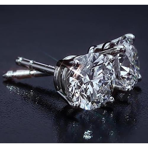 Basket Style Round Stud Earring 2 Carats White Gold 14K Jewellery Natural Earth Mined Diamond