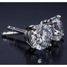 Basket Style Round Stud Earring 2 Carats White Gold 14K Jewellery Natural Earth Mined Diamond