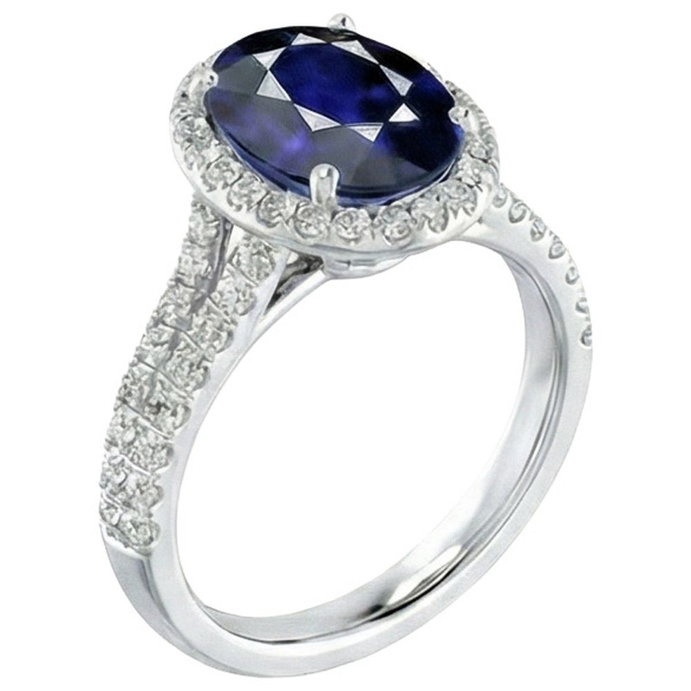 Beautiful 12 Ct Sapphire Natural Earth Mined Diamond Ring