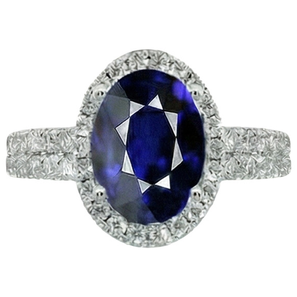 Beautiful 12 Ct Sapphire Natural Earth Mined Diamond Ring
