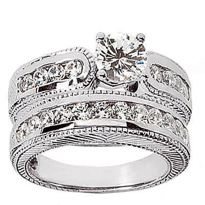 Beautiful 2 Carat Real Diamonds Engagement Ring Set White Gold