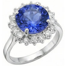 Beautiful 4 Carat Tanzanite Round Natural Earth Mined DIAMOND ( NOT LAB GROWN )s Ring Jewellery