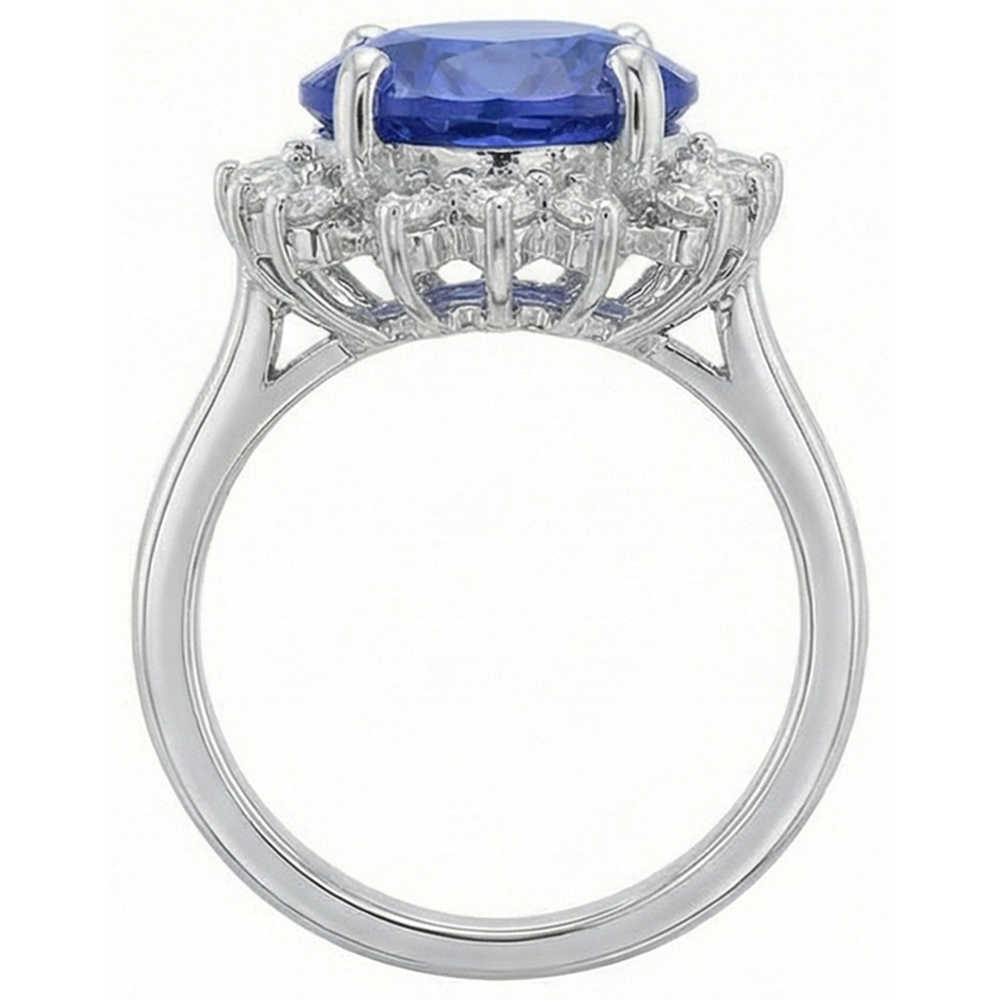 Beautiful 4 Carat Tanzanite Round Natural Earth Mined DIAMOND ( NOT LAB GROWN )s Ring Jewellery
