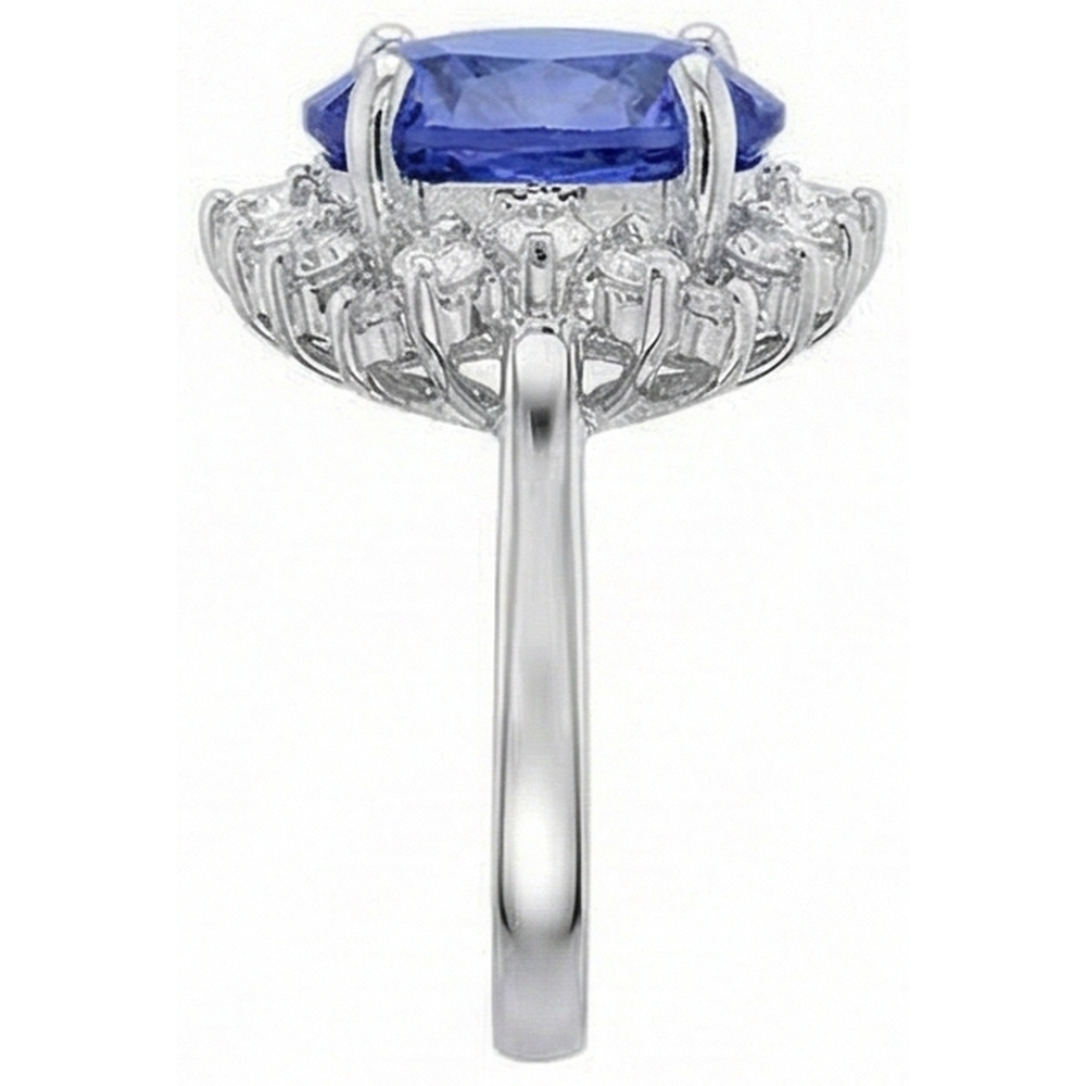 Beautiful 4 Carat Tanzanite Round Natural Earth Mined DIAMOND ( NOT LAB GROWN )s Ring Jewellery