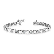 Beautiful Bezel Set Round Genuine Diamond Lady Bracelet White Gold 5.40 Ct