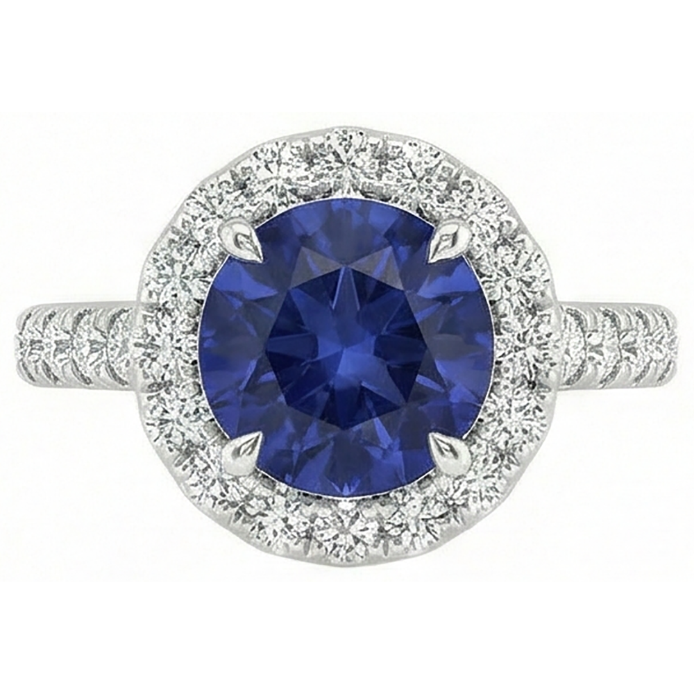 Beautiful Blue Tanzanite With Natural Earth Mined Diamond Ring 2.25 Carats White Gold 14K