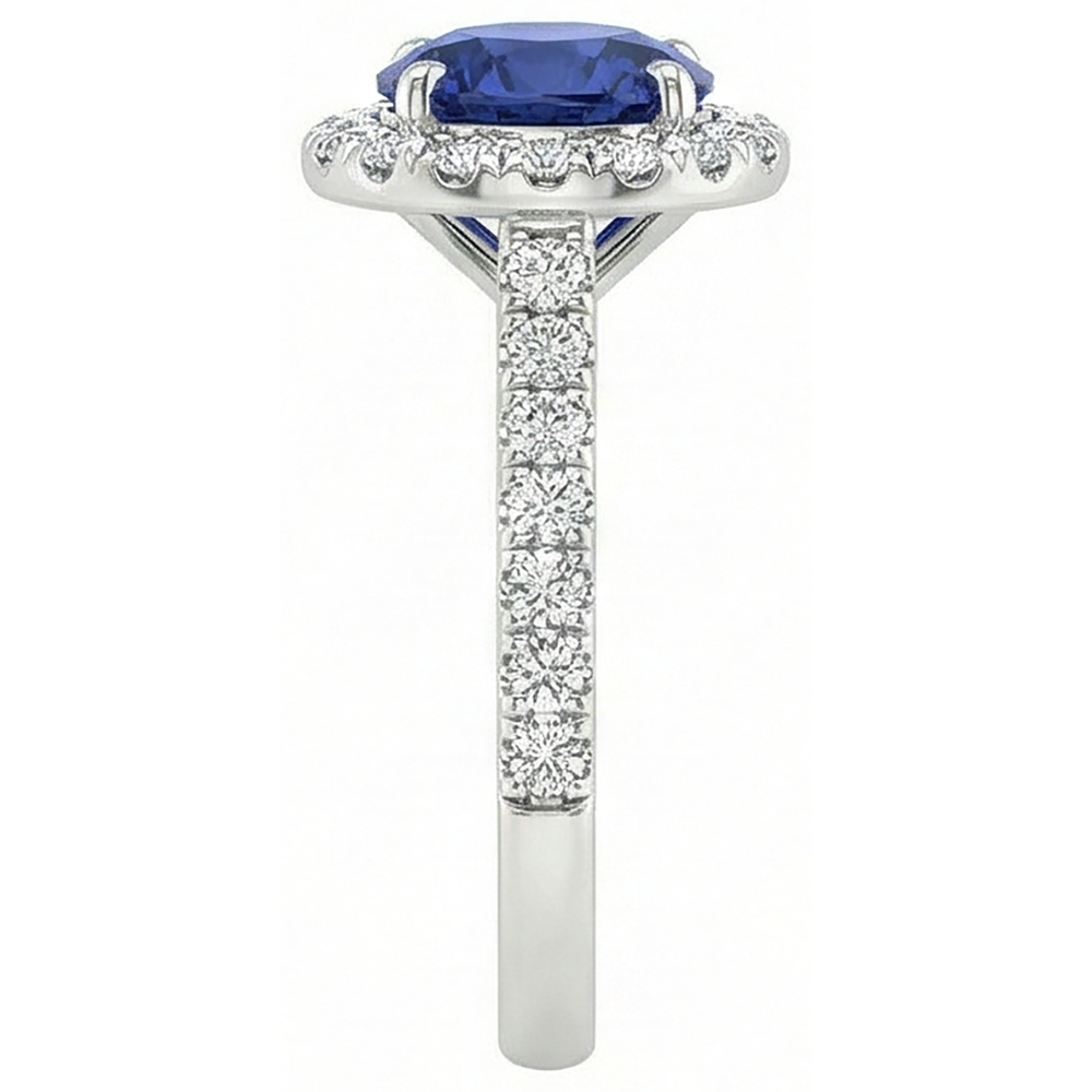 Beautiful Blue Tanzanite With Natural Earth Mined Diamond Ring 2.25 Carats White Gold 14K
