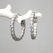 Beautiful Genuine Round Cut Diamond Hoop Earring Solid White Gold 14K 3 Ct.