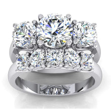 Beautiful Gold Real Diamond Ring Set For Women Round Cut