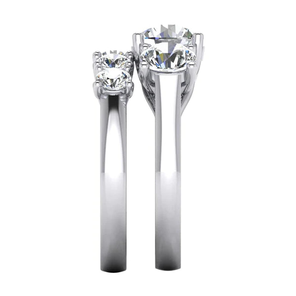 Beautiful Gold Real Diamond Ring Set For Women Round Cut