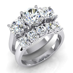 Beautiful Gold Real Diamond Ring Set For Women Round Cut