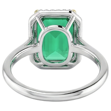 Step Cut Fine Emerald ring in Two-Tone 14K Gold – back view