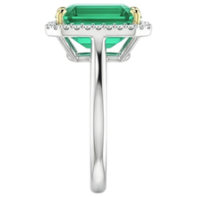 Precious Stone Ring Two-Tone 14K Gold with Fine Emerald – profile view