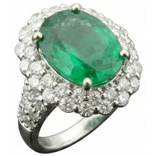 Beautiful Green Emerald With Natural Earth Mined Diamond Wedding Ring White Gold 7.5 Carats