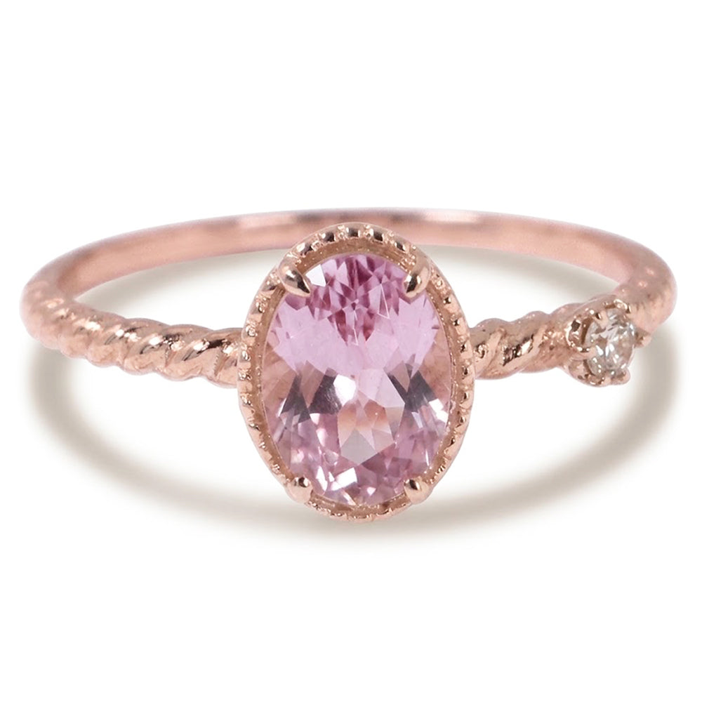 Beautiful Oval Pink Kunzite & Natural Earth Mined Diamond Wedding Ring 13.15 Ct Rose Gold