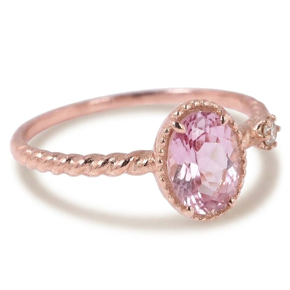 Beautiful Oval Pink Kunzite & Natural Earth Mined Diamond Wedding Ring 13.15 Ct Rose Gold