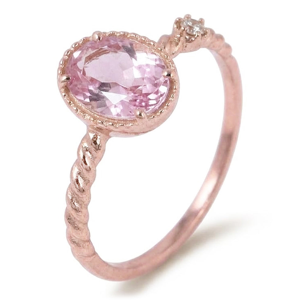 Beautiful Oval Pink Kunzite & Natural Earth Mined Diamond Wedding Ring 13.15 Ct Rose Gold