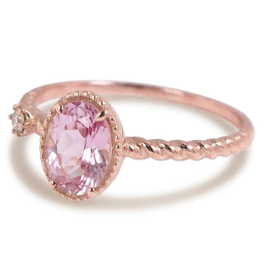 Beautiful Oval Pink Kunzite & Natural Earth Mined Diamond Wedding Ring 13.15 Ct Rose Gold