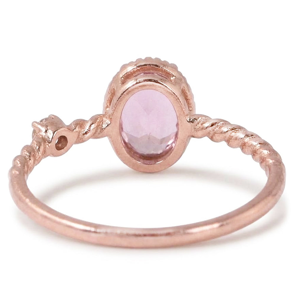 Beautiful Oval Pink Kunzite & Natural Earth Mined Diamond Wedding Ring 13.15 Ct Rose Gold