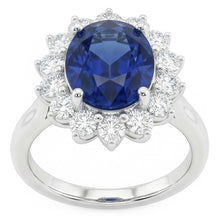 Beautiful Oval Sapphire Halo Engagement Ring