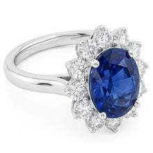 Beautiful Oval Sapphire Halo Engagement Ring