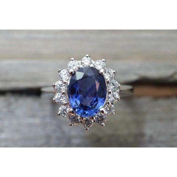 Beautiful Oval Sapphire Halo Engagement Ring