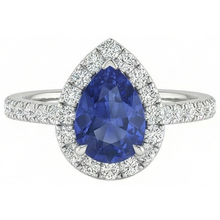 Beautiful Pear Shape Sri Lanka Blue Sapphire Natural Earth Mined Diamond Ring Gold 2 Ct