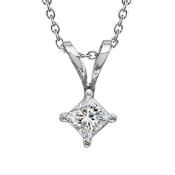 Beautiful Princess Natural Diamond Necklace Pendant 1.50 Carat White Gold 14K