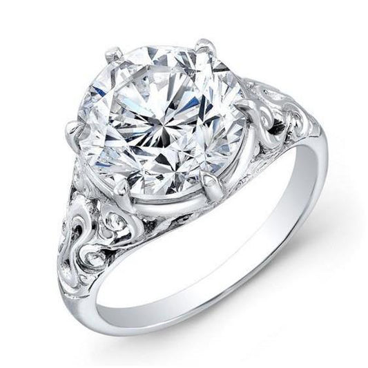 Beautiful Real Diamond Solitaire Engagement Ring 5 Carats White Gold 14K